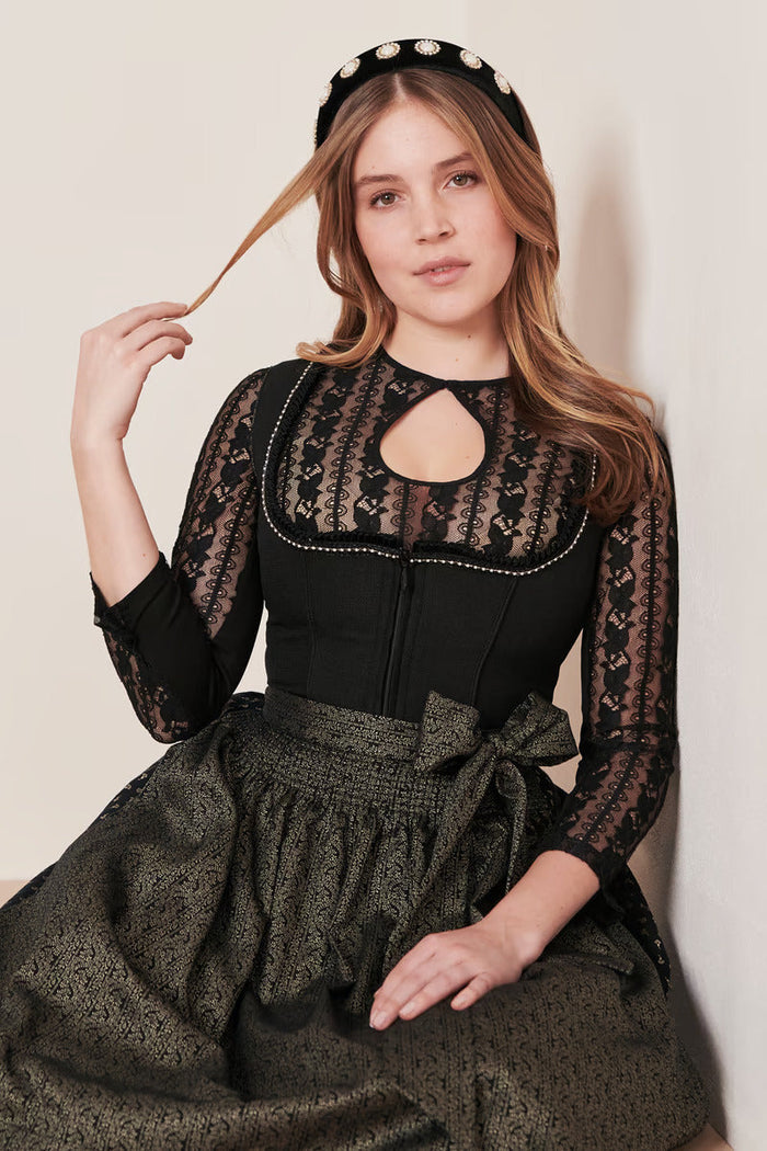 Kruger Adalyn Midi Dirndl, Black — 60cm 2pc Set