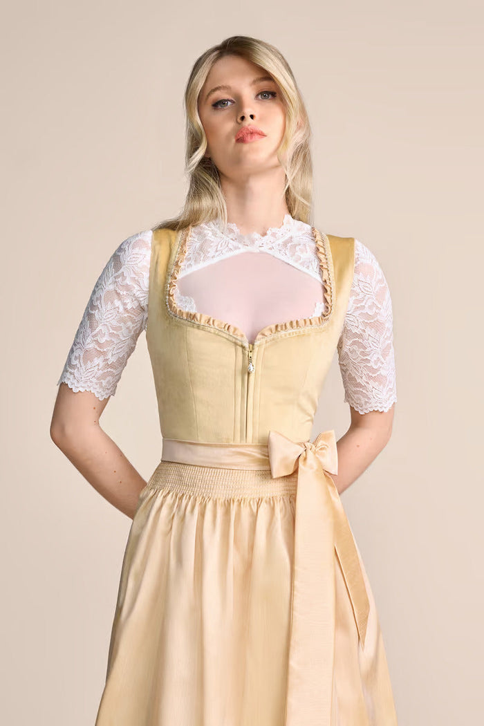 Kruger Annina Midi Dirndl, Yellow — 60cm 2pc Set