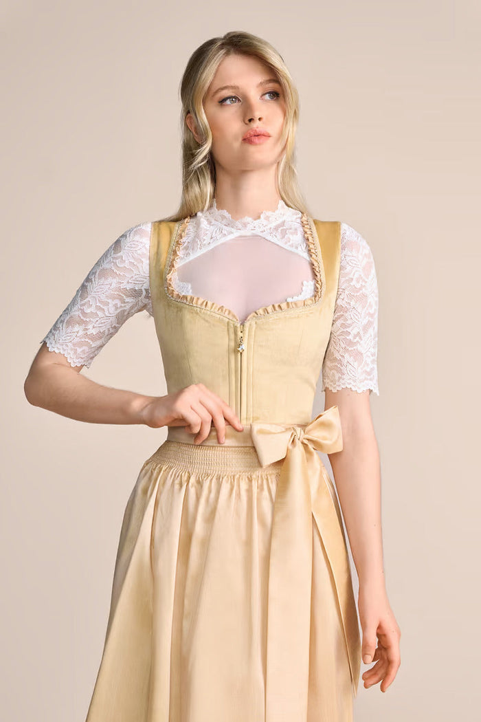 Kruger Annina Midi Dirndl, Yellow — 60cm 2pc Set
