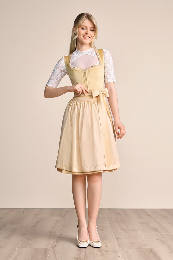 Kruger Annina Midi Dirndl, Yellow — 60cm 2pc Set