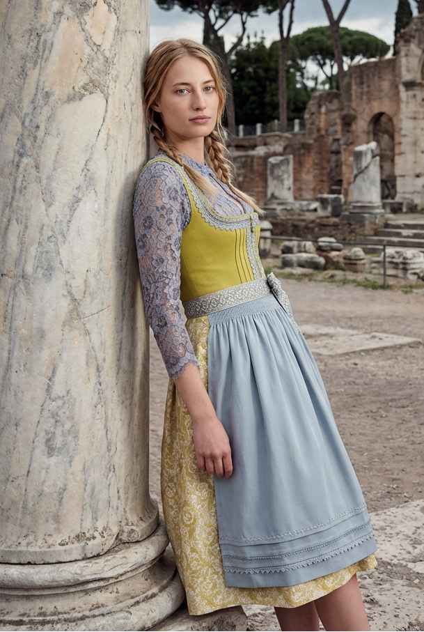 Kruger Eltje Long Dirndl, Yellow — 70cm 2pc Set
