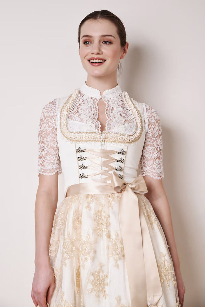 Kruger Long Dirndl 2pcs. 70cm "Benedita" ecru