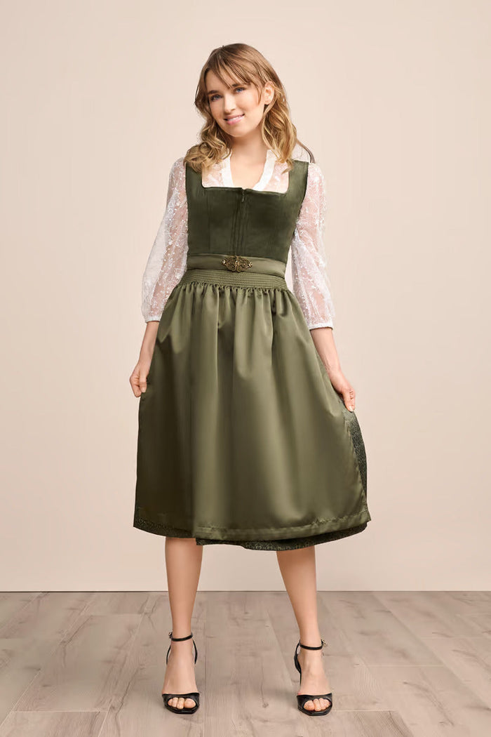 Kruger Long Dirndl 2pcs. 70cm "Livie" olive (36)