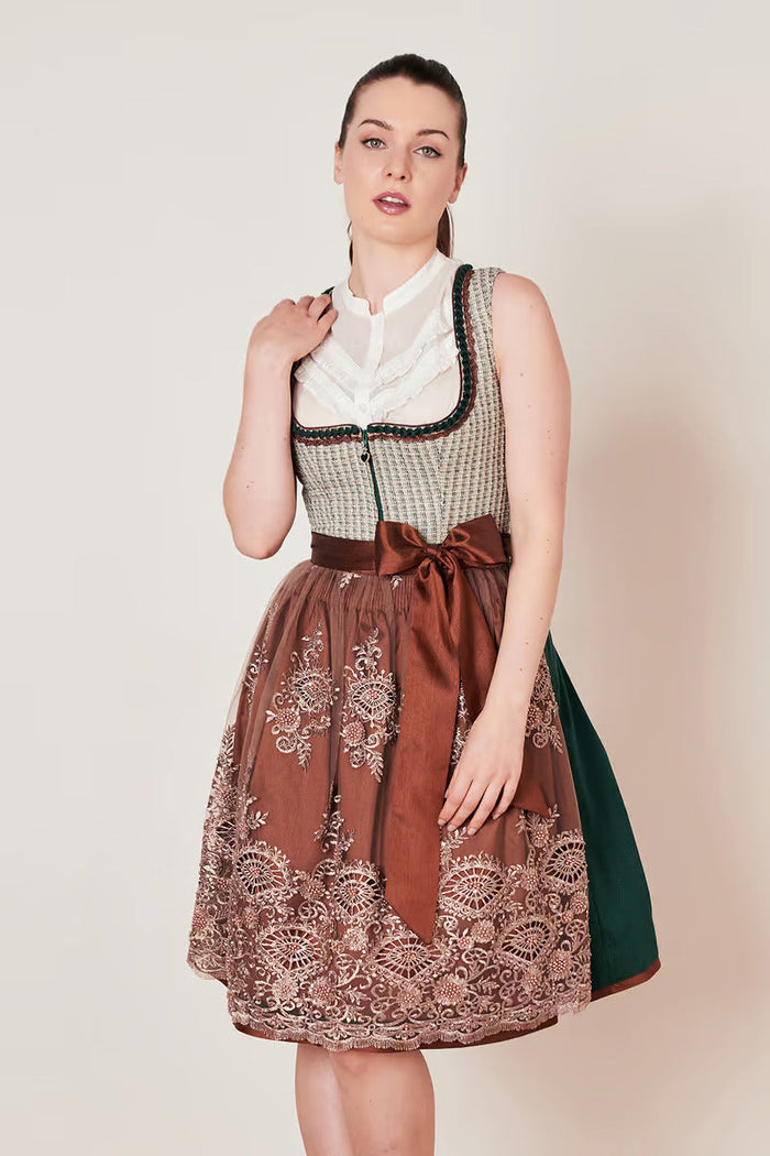 Kruger Midi Dirndl 2pcs. 60 cm "ASTERIA" green (44)