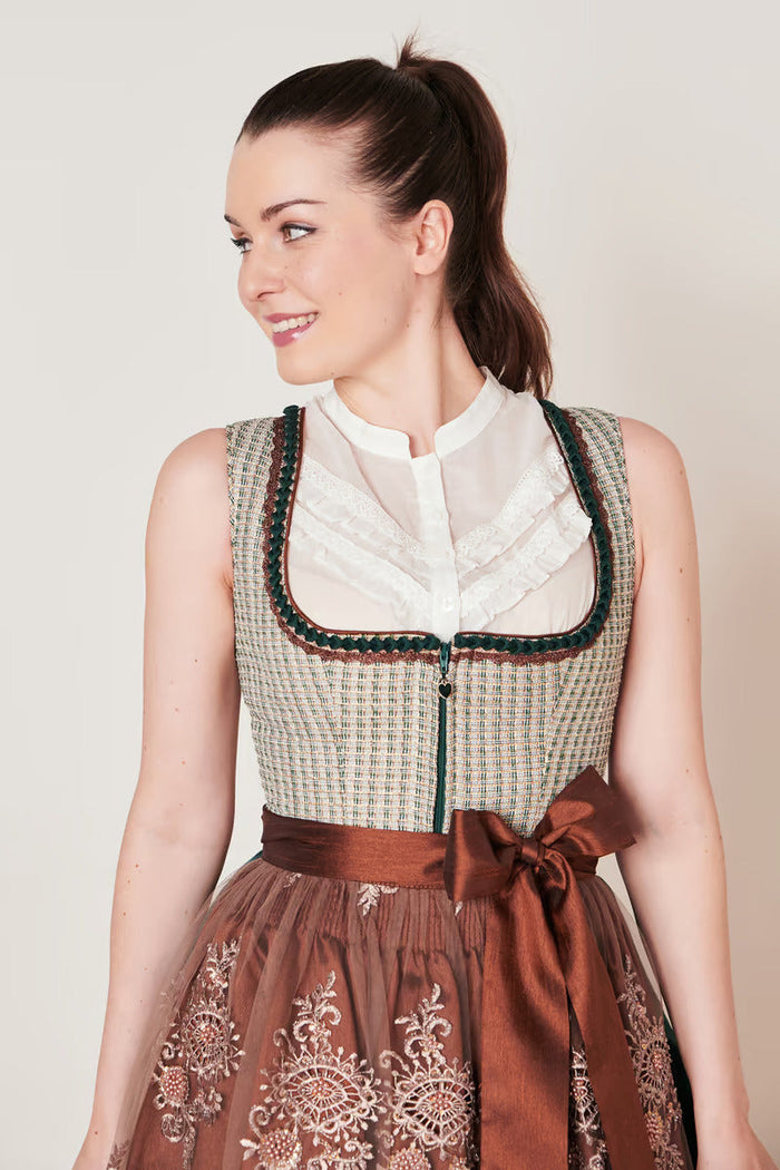 Kruger Midi Dirndl 2pcs. 60 cm "ASTERIA" green (44)
