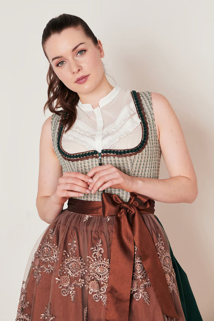Kruger Midi Dirndl 2pcs. 60 cm "ASTERIA" green (44)