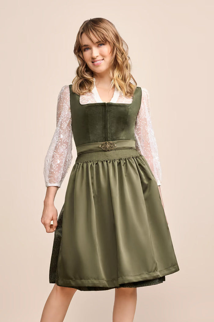 Kruger Midi Dirndl 2pcs. 60cm "Livie" olive