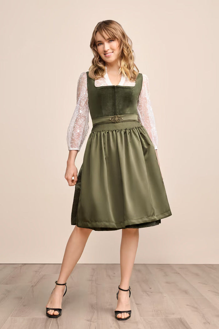 Kruger Midi Dirndl 2pcs. 60cm "Livie" olive