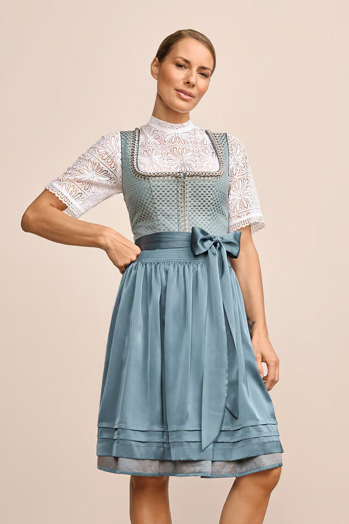 Kruger Midi Dirndl 2pcs. 60cm "Orly" turquoise (size 36,46)