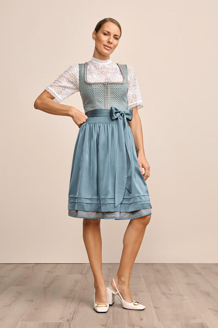 Kruger Midi Dirndl 2pcs. 60cm "Orly" turquoise (size 36,46)
