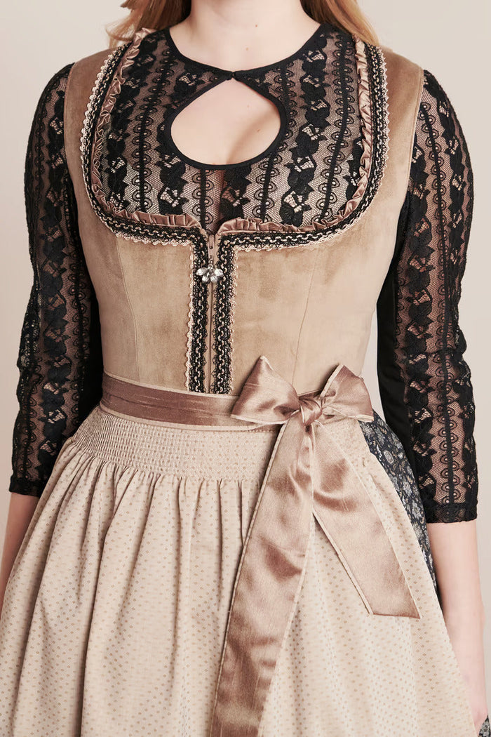Kruger Selene Midi Dirndl, Brown — 60cm 2pc Set