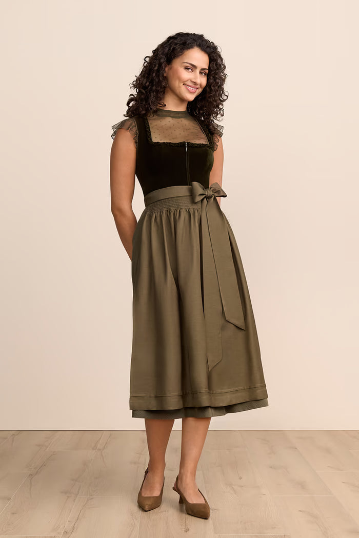 Krüger 'Zephyrae' Velvet Dirndl, Olive — 80cm