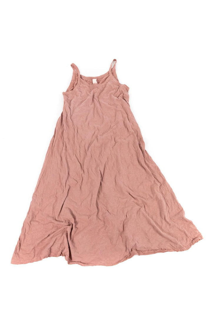 Magnolia Pearl artisan pink vintage-style dress with crinkled fabric and whimsical design