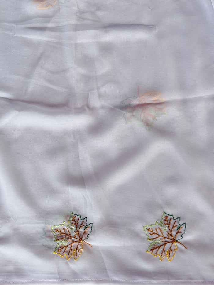 Lavender maple leaf emb georgette saree