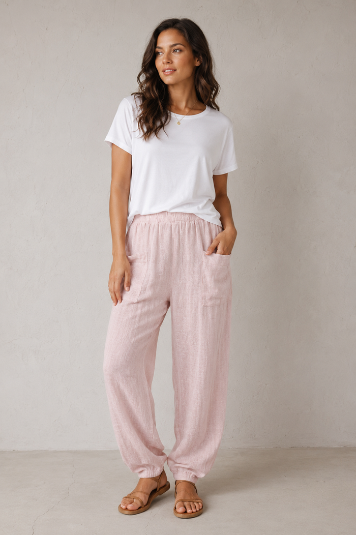 Lettie Linen Trousers Blush