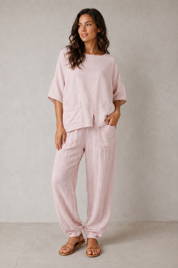 Lettie Linen Trousers Blush