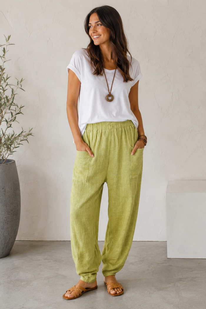 Lettie Linen Trousers Pistachio