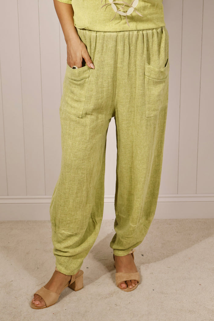 Lettie Linen Trousers Pistachio