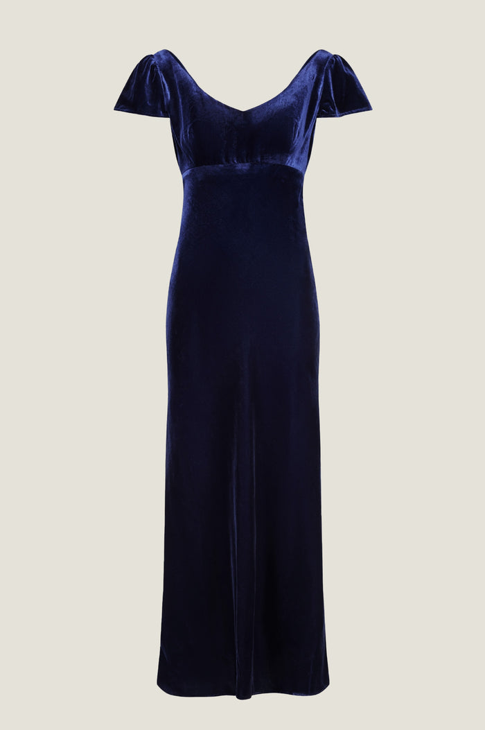Lilah Velvet Maxi Dress | Navy - Aspiga