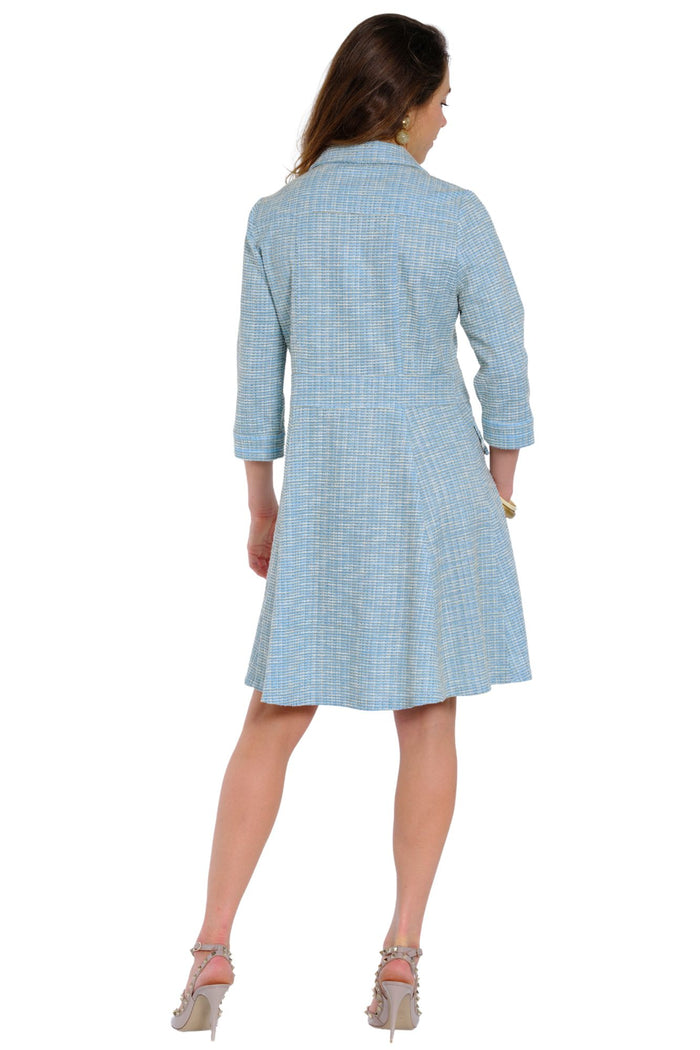 Lior Women's Light Blue Tweed Shift Dress - "CELEBRITY"