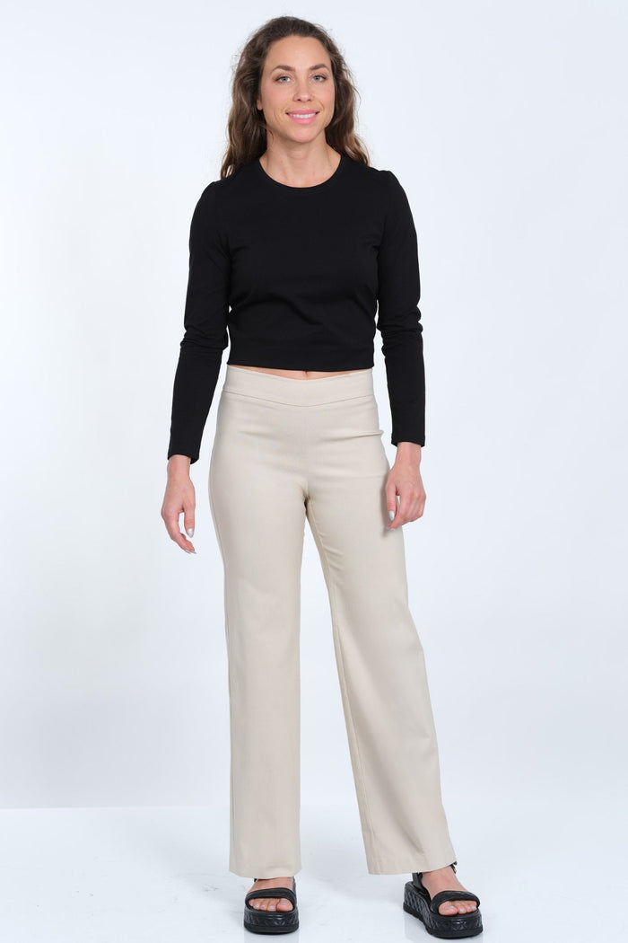 LIOR Women's Mini Flare Pull On Pant 30" Inseam Dressy Fabric - "Stella T"