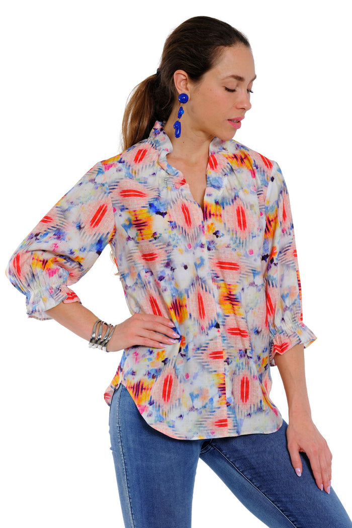 Lightweight colorful everyday printed blouse for women