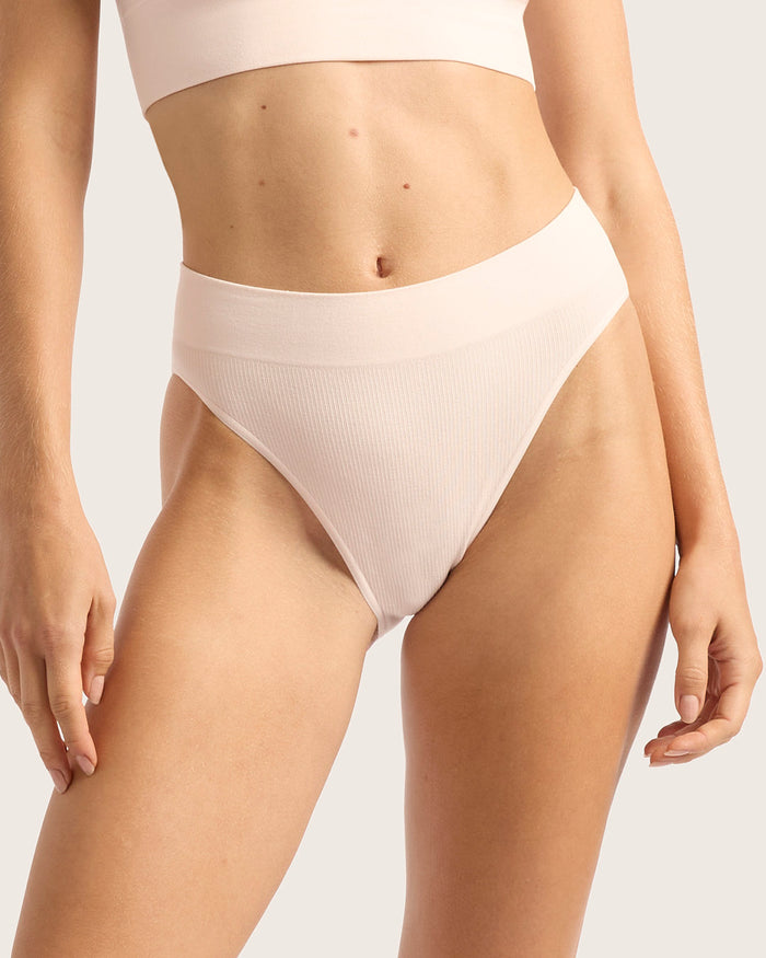 LYOLYTE Ribbed High Leg Briefs - Powder Pink