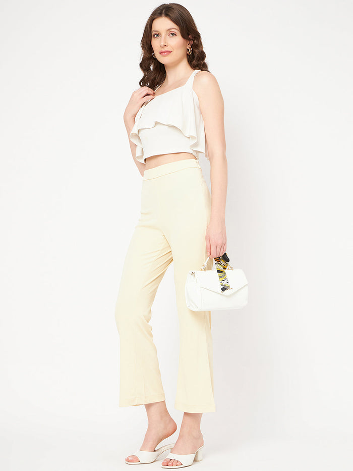 Madame High Rise Off-White Flared Trouser
