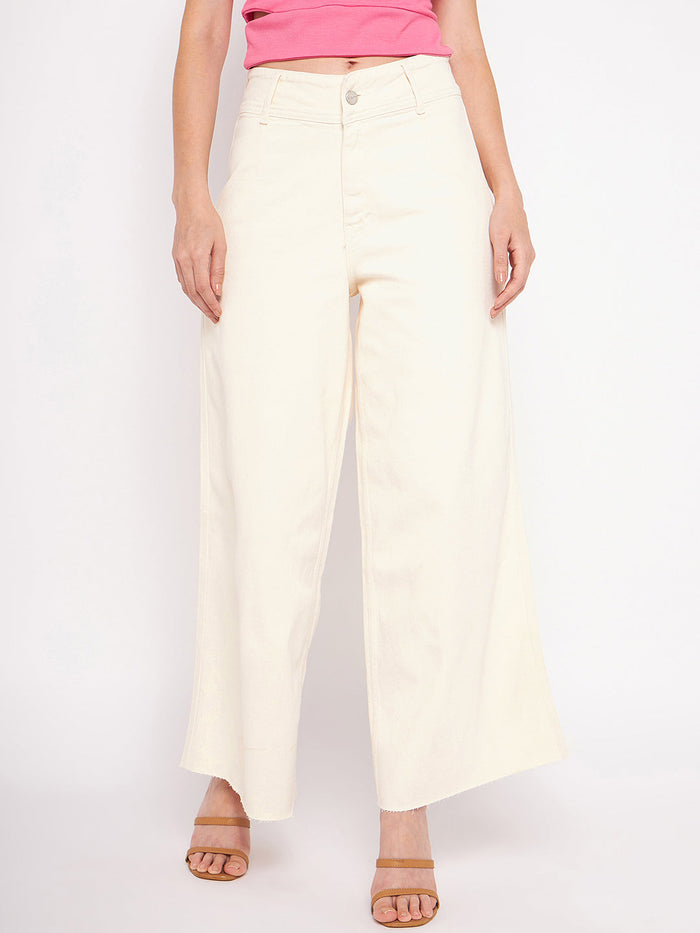 Madame Ivory Flared Cotton Pants