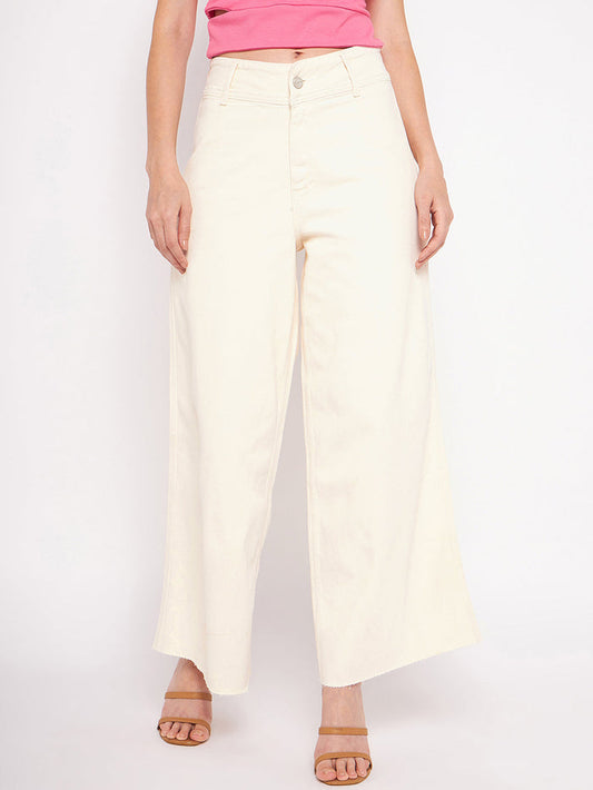Madame Ivory Flared Cotton Pants