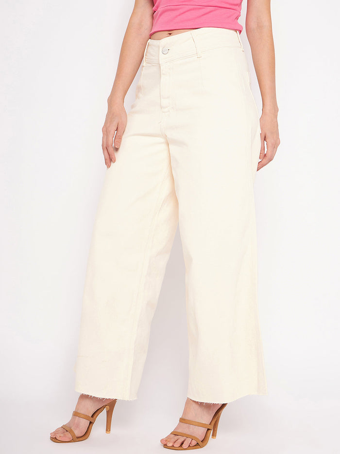 Madame Ivory Flared Cotton Pants