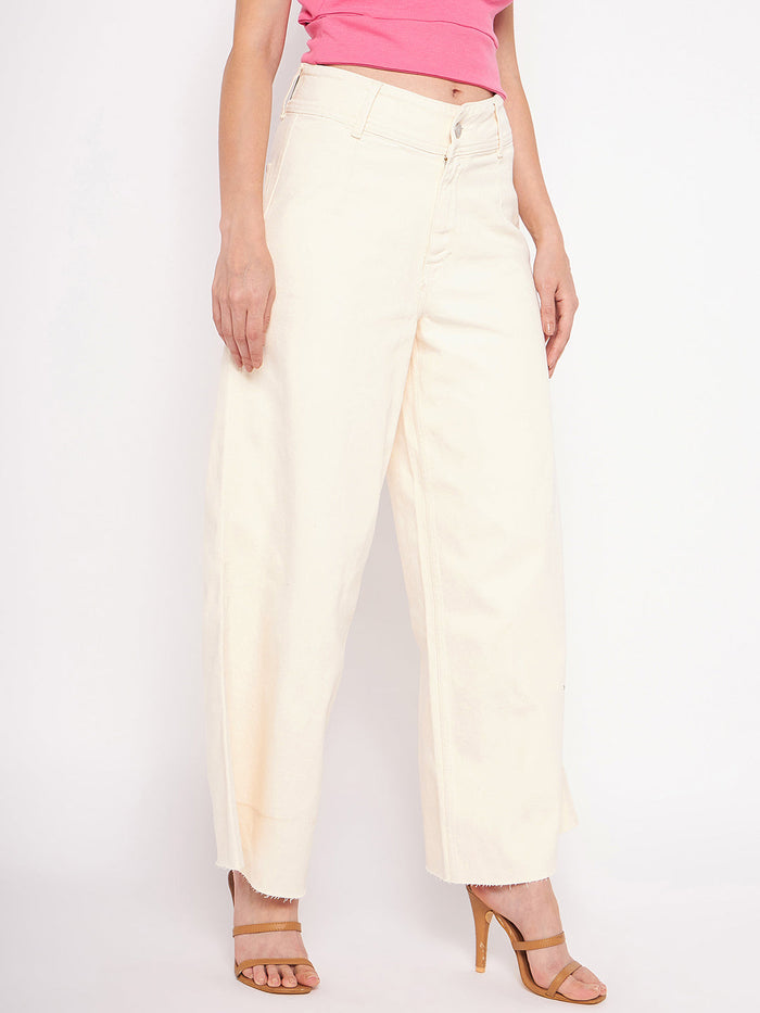 Madame Ivory Flared Cotton Pants