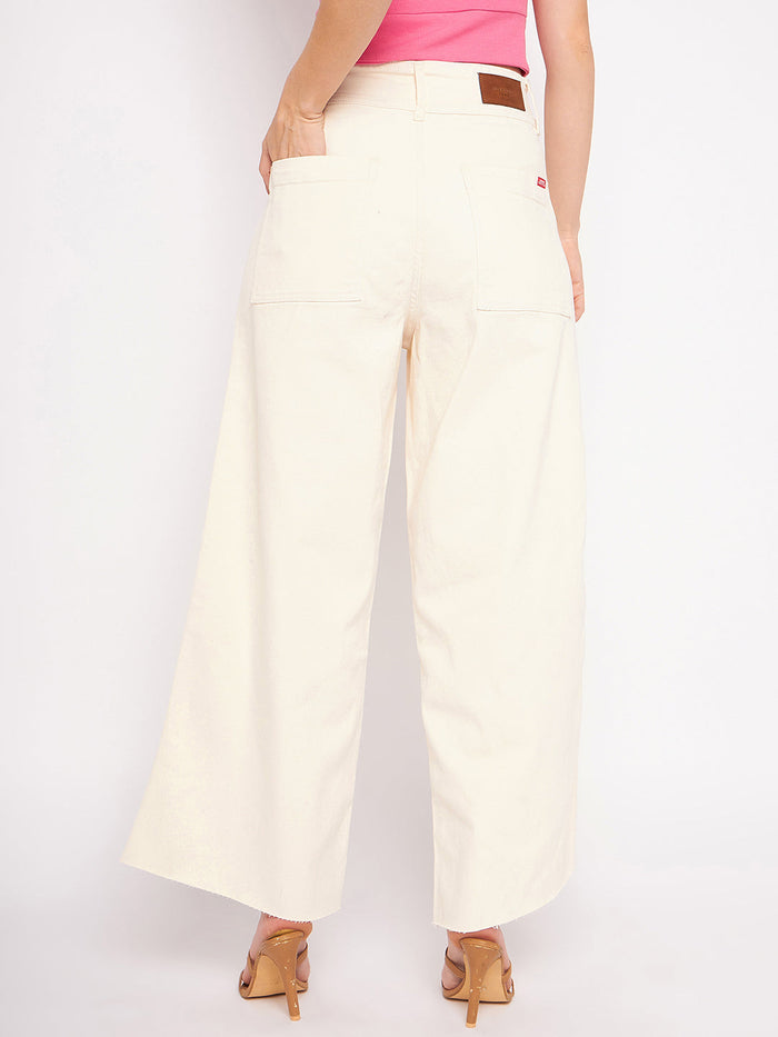 Madame Ivory Flared Cotton Pants
