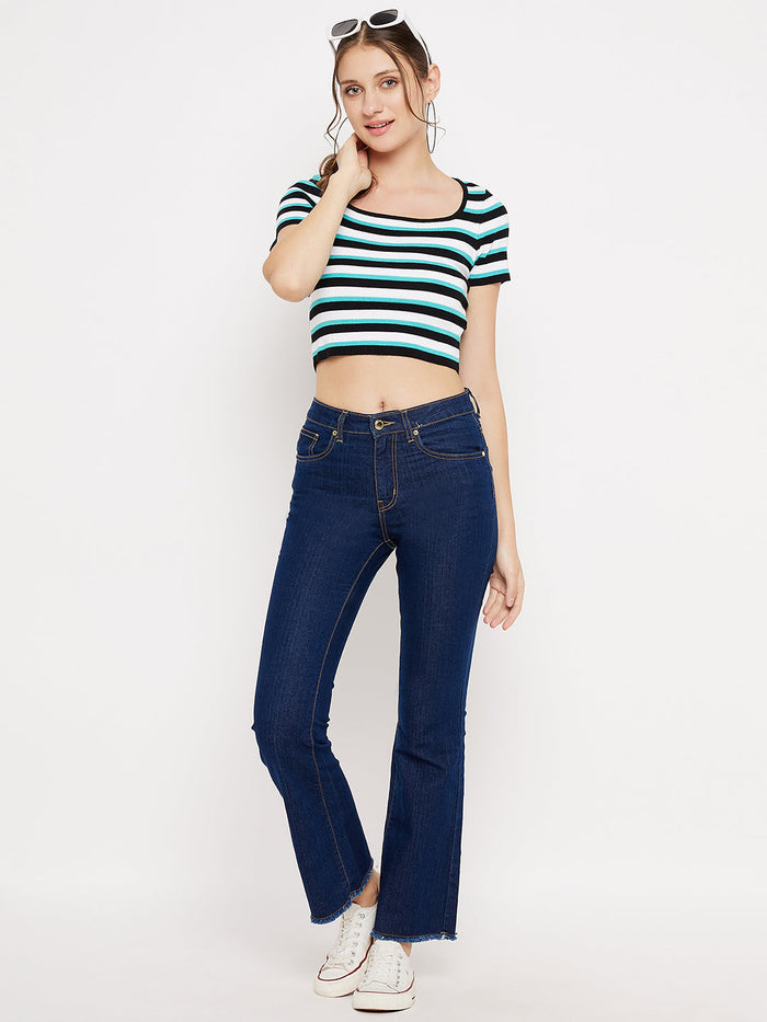 Madame Rugged Hem Dark Blue Denim Jeans