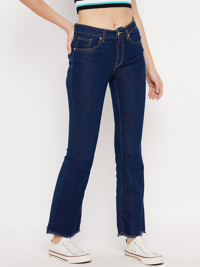 Madame Rugged Hem Dark Blue Denim Jeans