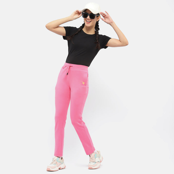 Madame Solid Hot Pink Track Pants