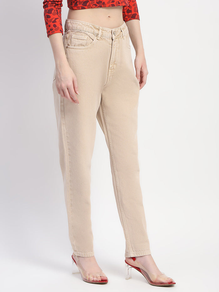Madame Straight Fit Cotton Beige Denim