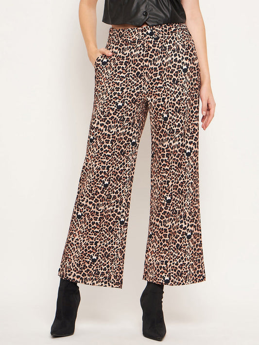 Madame Women Printed Brown Trouser