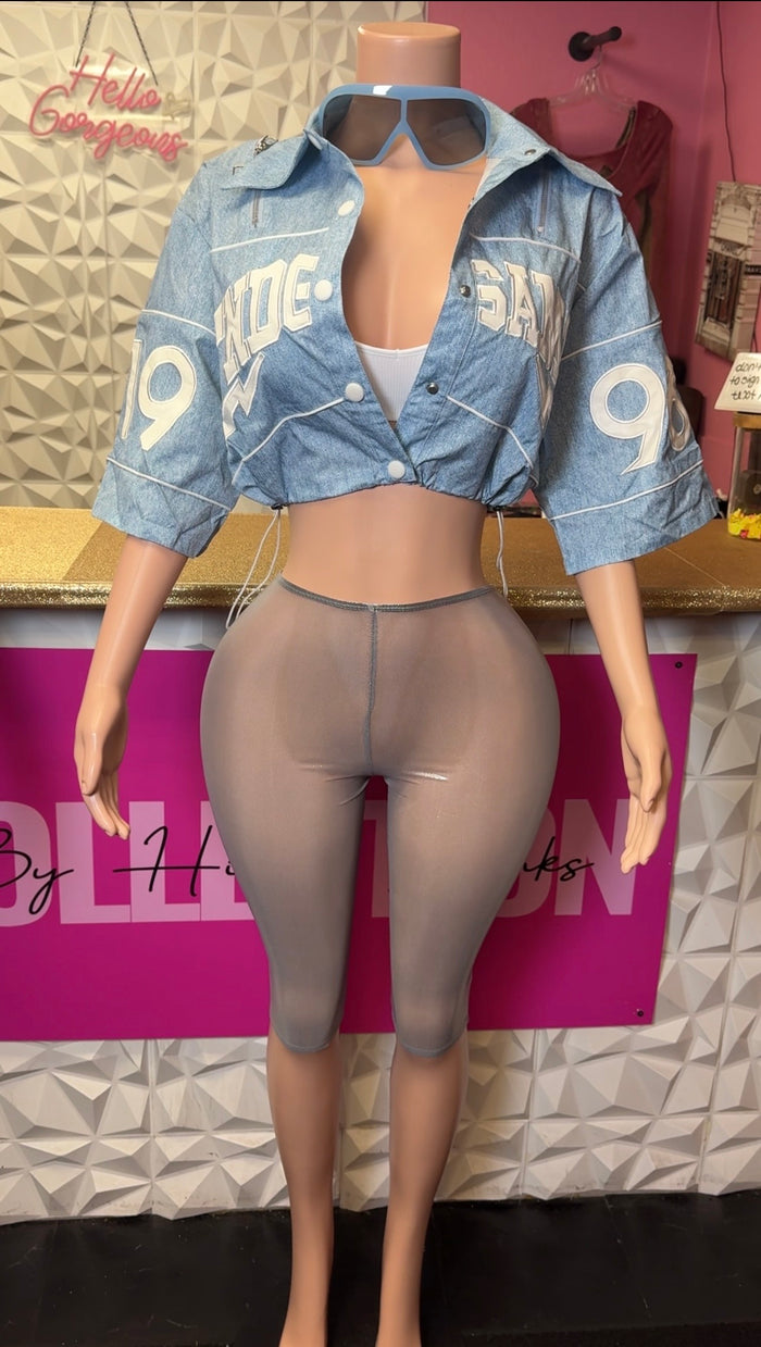 Major League Crop Jacket  ( Blue)
