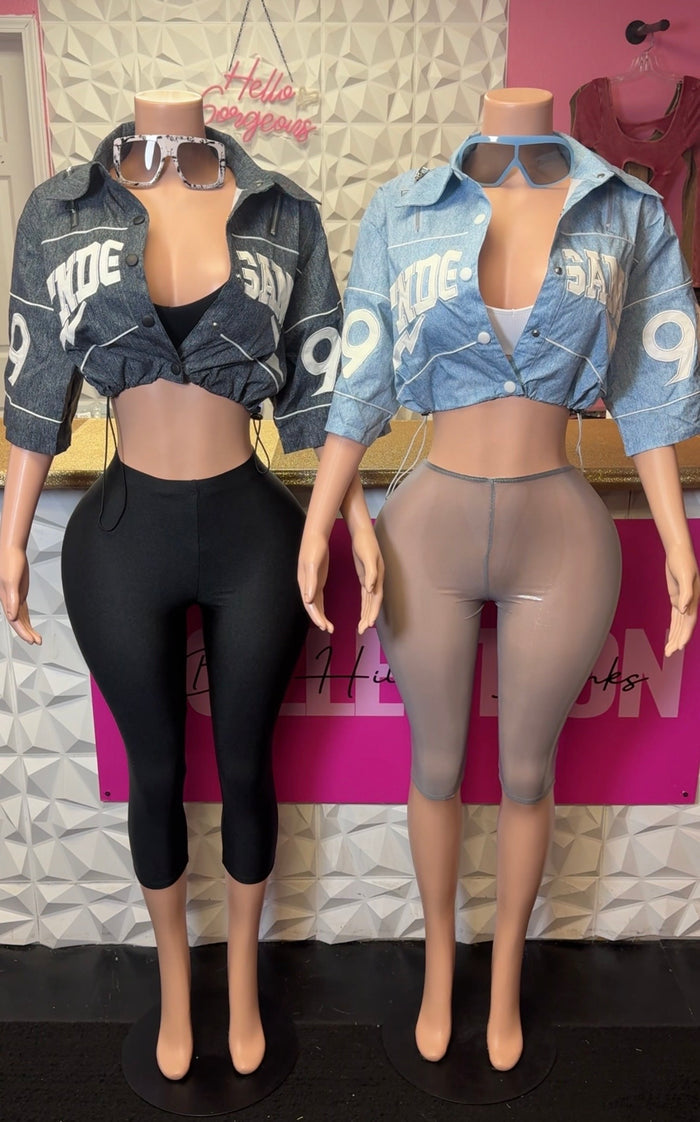 Major League Crop Jacket  ( Blue)