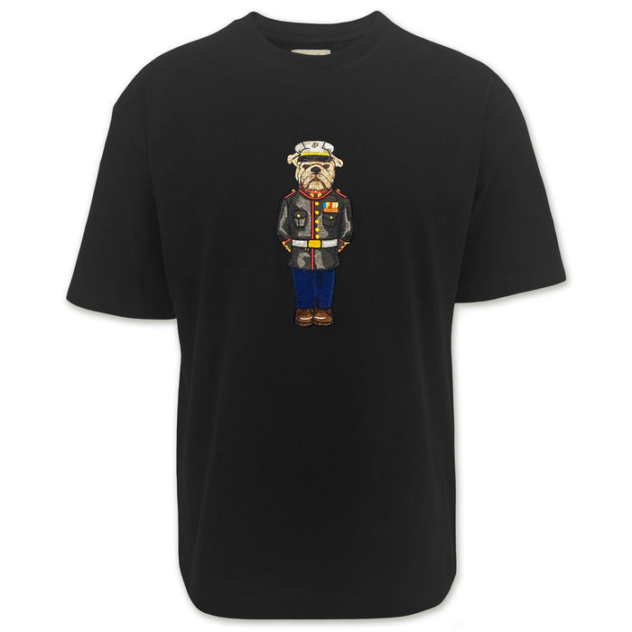 Marine Dress Blue Embroidered Crew Dog Original Tee (Black)