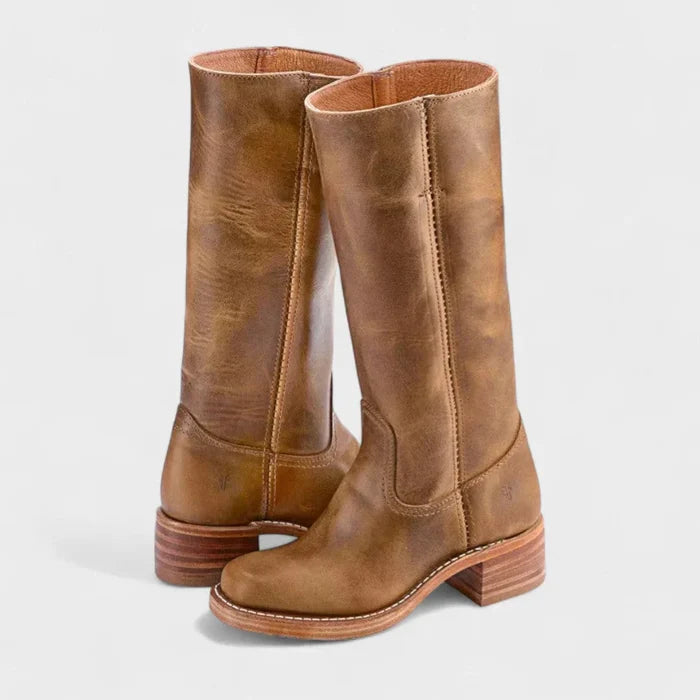 Marivellea - Bottes en Cuir Rétro pour Femme