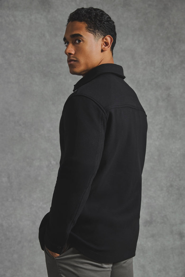 Melange Woven Shacket in Black - TAILORED ATHLETE - USA
