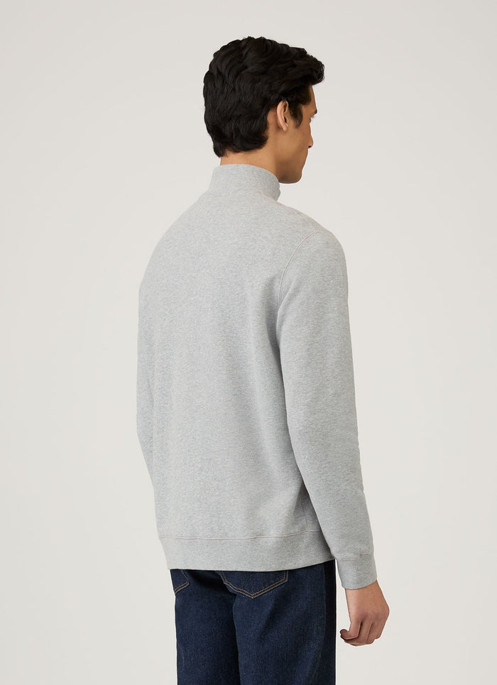 Men's Half Zip Loopback Sweatshirt in Grey Melange