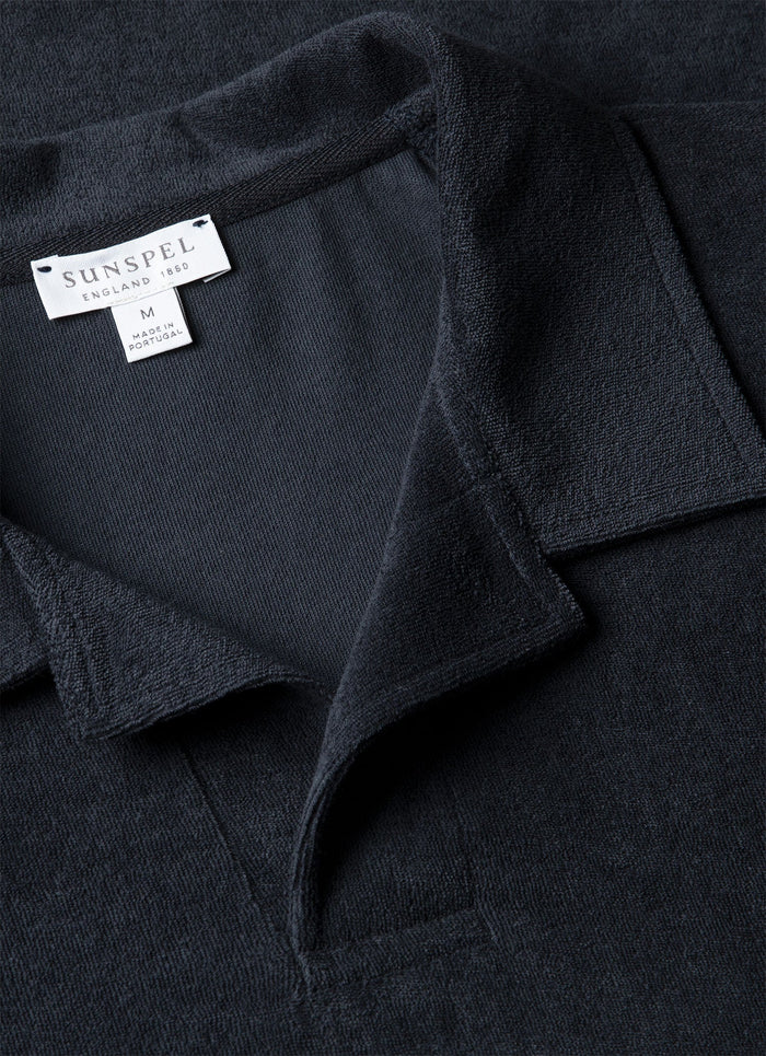 Men's Towelling Polo Shirt in Navy
