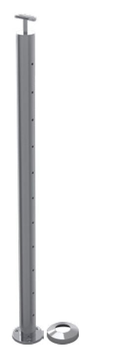 MID POST 50.8mm drilled & base plated post for Wire balustrade - Image 1