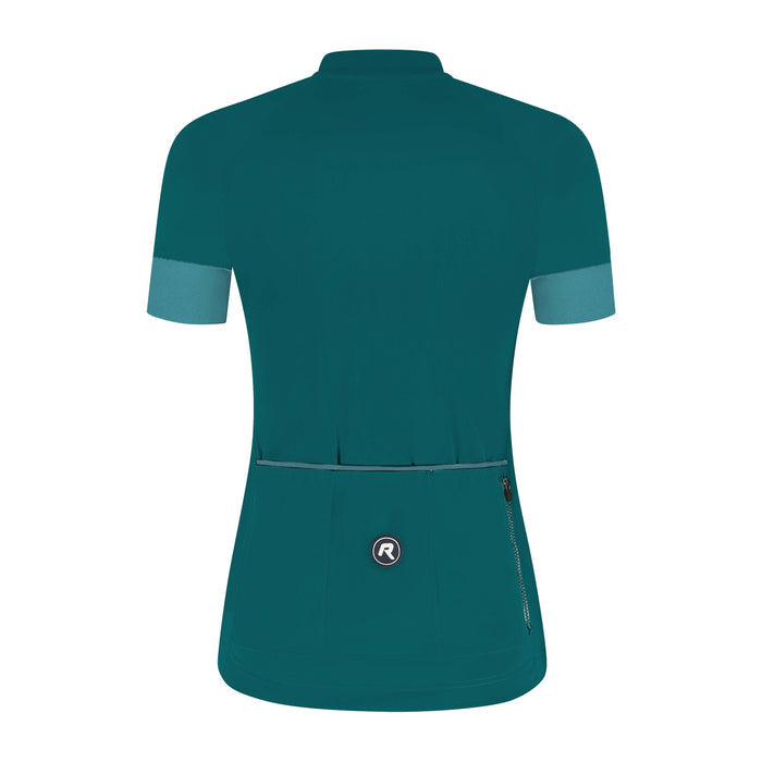Rogelli Modesta fietsshirt dames teal korte mouw achterkant.