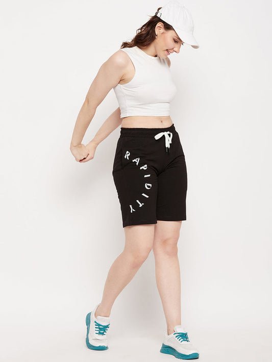 mSECRET Black Typography Cotton Shorts