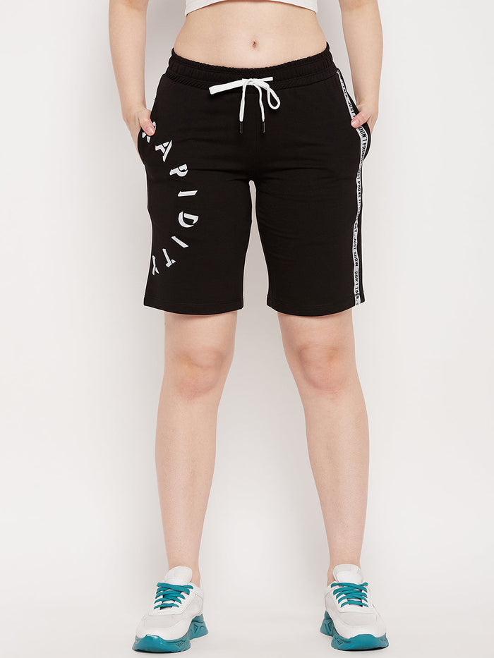 mSECRET Black Typography Cotton Shorts
