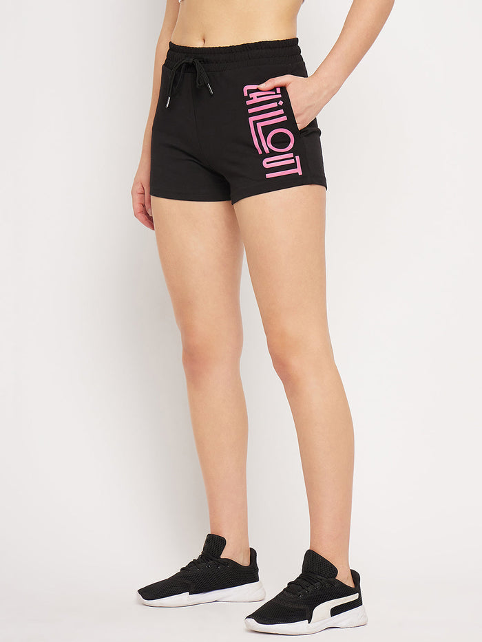 mSECRET Black Typography Cotton Shorts